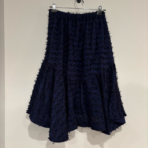Anthropologie Maeve Navy Blue Miranda Textured Midi Skirt X-Small - Picture 4 of 10